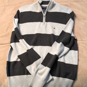 Striped Tommy Hilfiger Quarter Zip Up Sweater